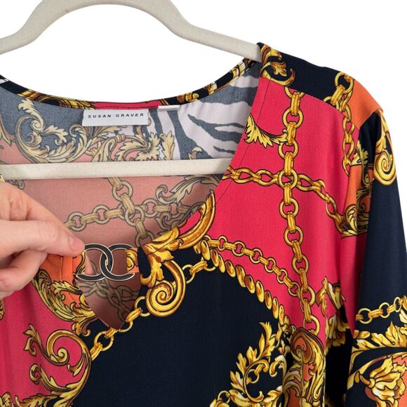 Susan Graver Chain Equestrian Liquid Knit Midi Dress Office Work Womens Plus 2x - Picture 3 of 6